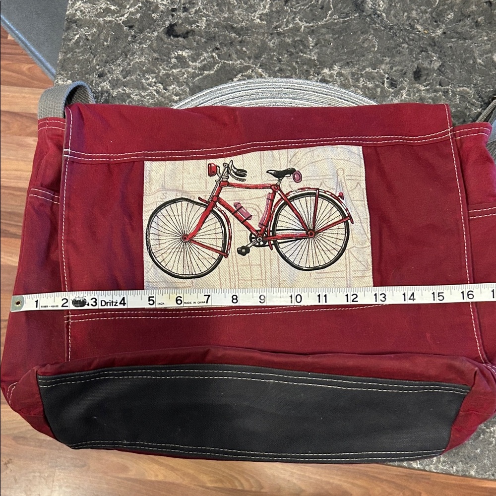 Red Bicycle Embroidered Crossbody Bag